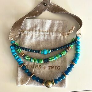 twine and twig 3 strand beaded necklace